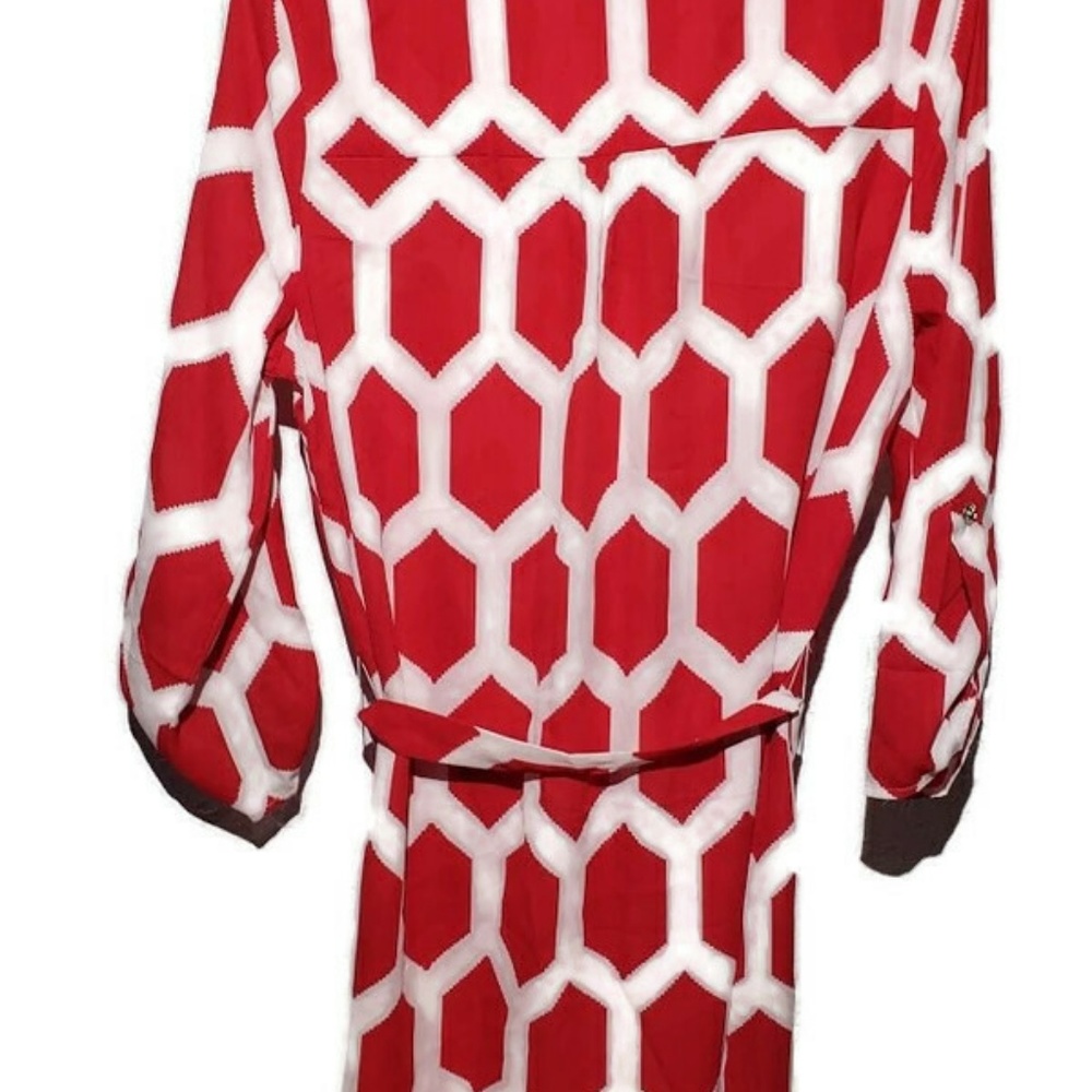 Honeycomb Tunic Dress Scarlet White Nebraska Large - Picture 3 of 4